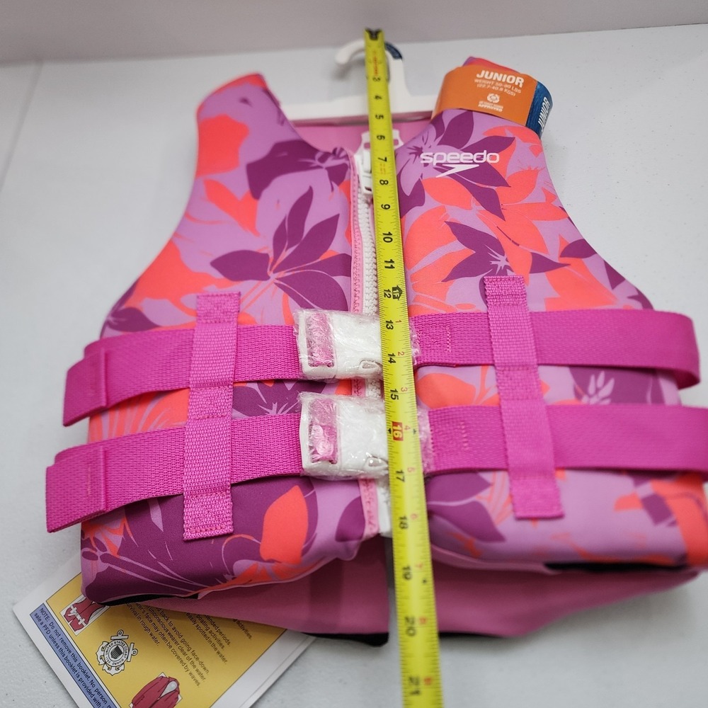 Brand New With Tags Speedo Life Vest Girls Junior 50-90 Ilbs. Adjustable Straps - Picture 5 of 8